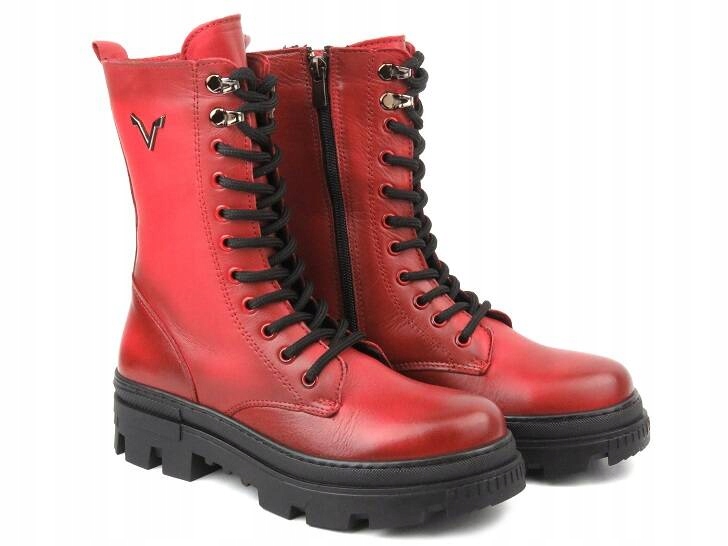 Dámské Kotníkové Boty Vacarro 493 vel. 41 Červené Kožené Kanady Zateplené Dárek