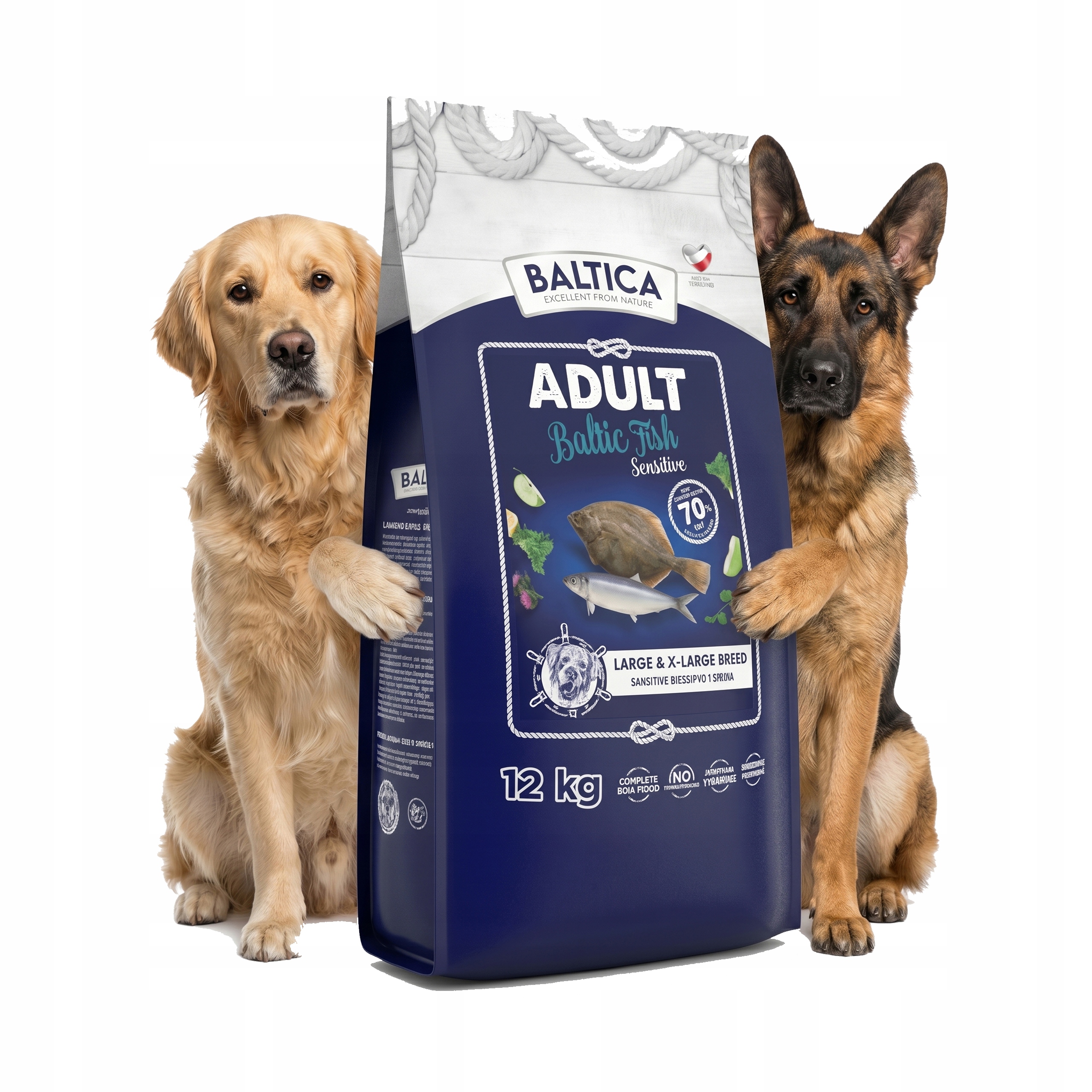 Baltica Adult Fish Sensitive L/XL 12KG Duże Psy Szprot Śledź Flądra Bezzbóż