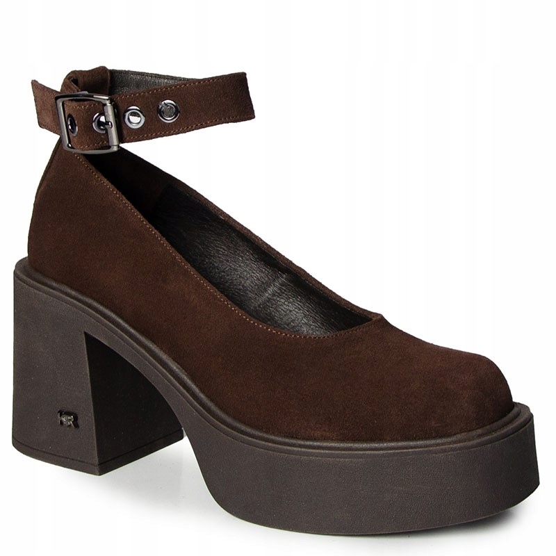 Karino 5638 Hnědé Kožené Semišové Lodičky 36