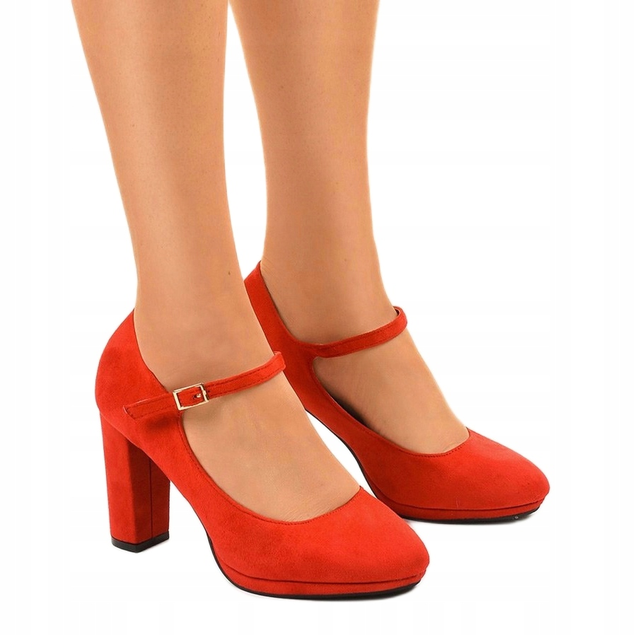 

Czerwone Skóra ekologiczna Buty Czółenka r.37
