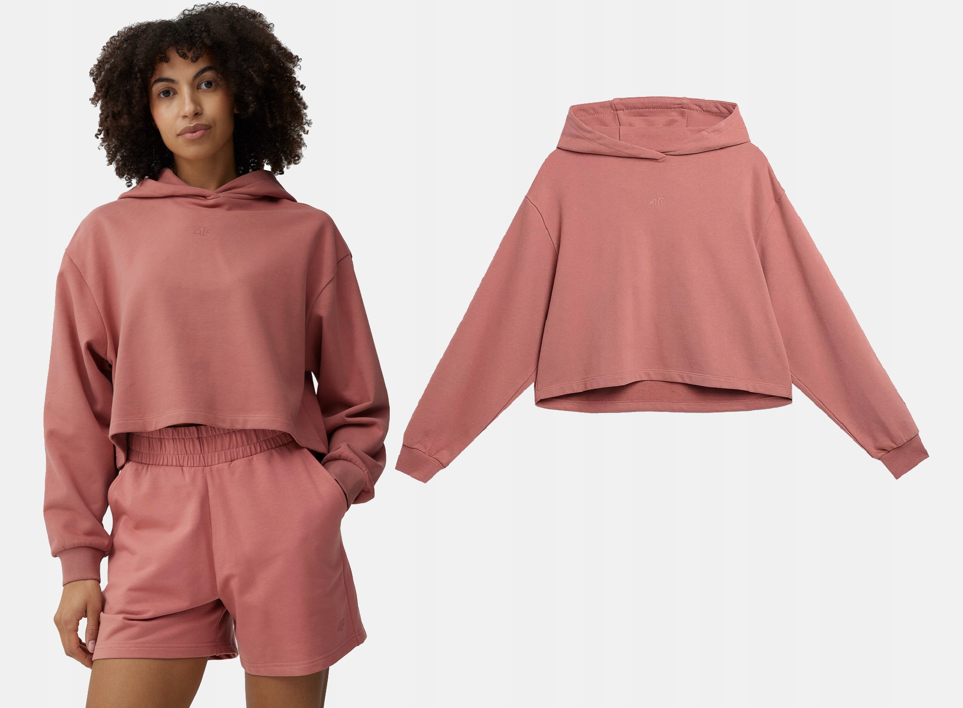 4F Tepláková Mikina S Kapucí Crop-top