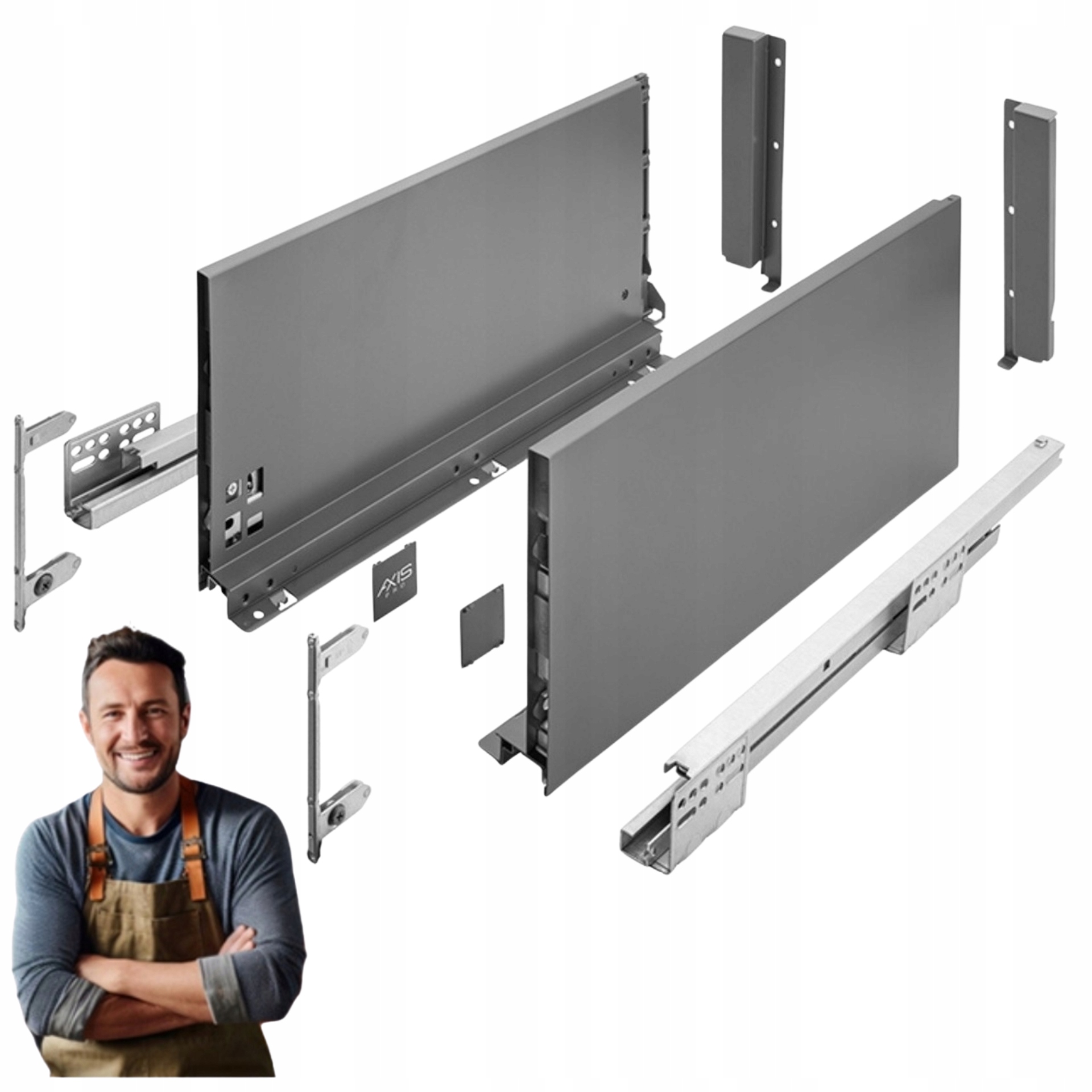 Gtv Axis Pro Šuplík 350mm antracit velmi vysoká H-199 PB-AXISPRO-KPL350D