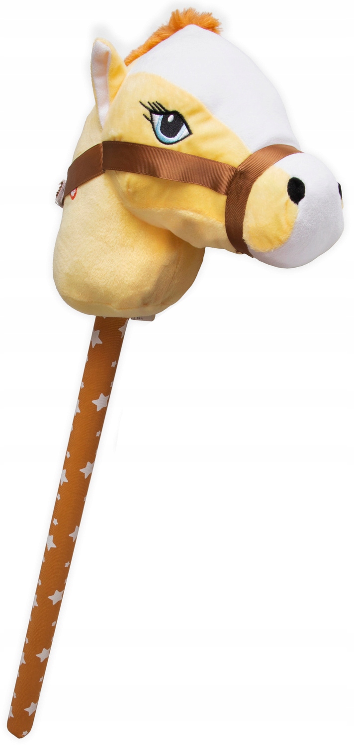 HOBBY HORSE KOŃ NA KIJU patyku GŁOWA KONIA Pluszowa konik DŹWIĘKI Materiał drewno