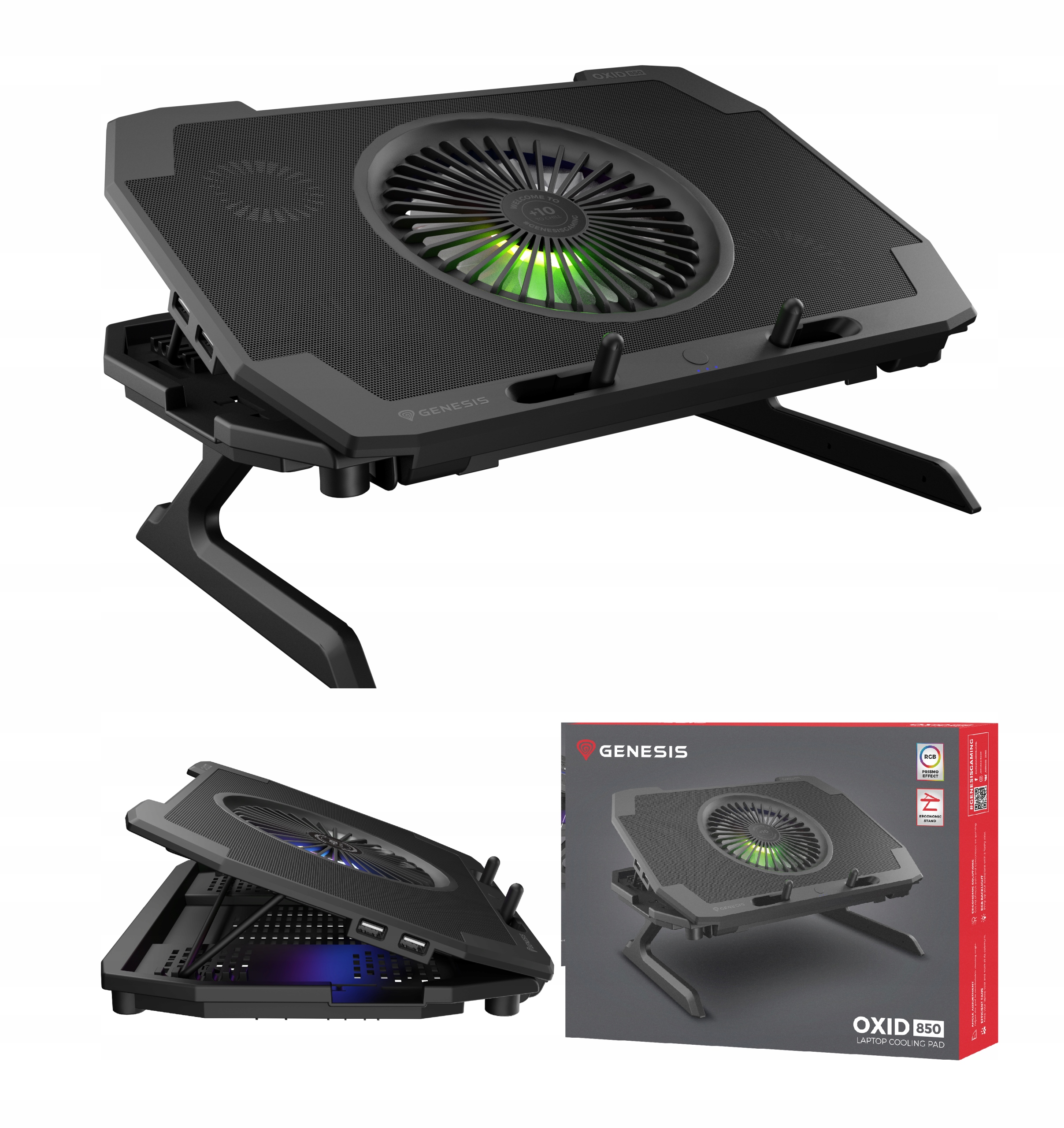 Podstawka chłodząca laptopa 15,6-17,3`` Genesis Oxid 850 Rgb stolik