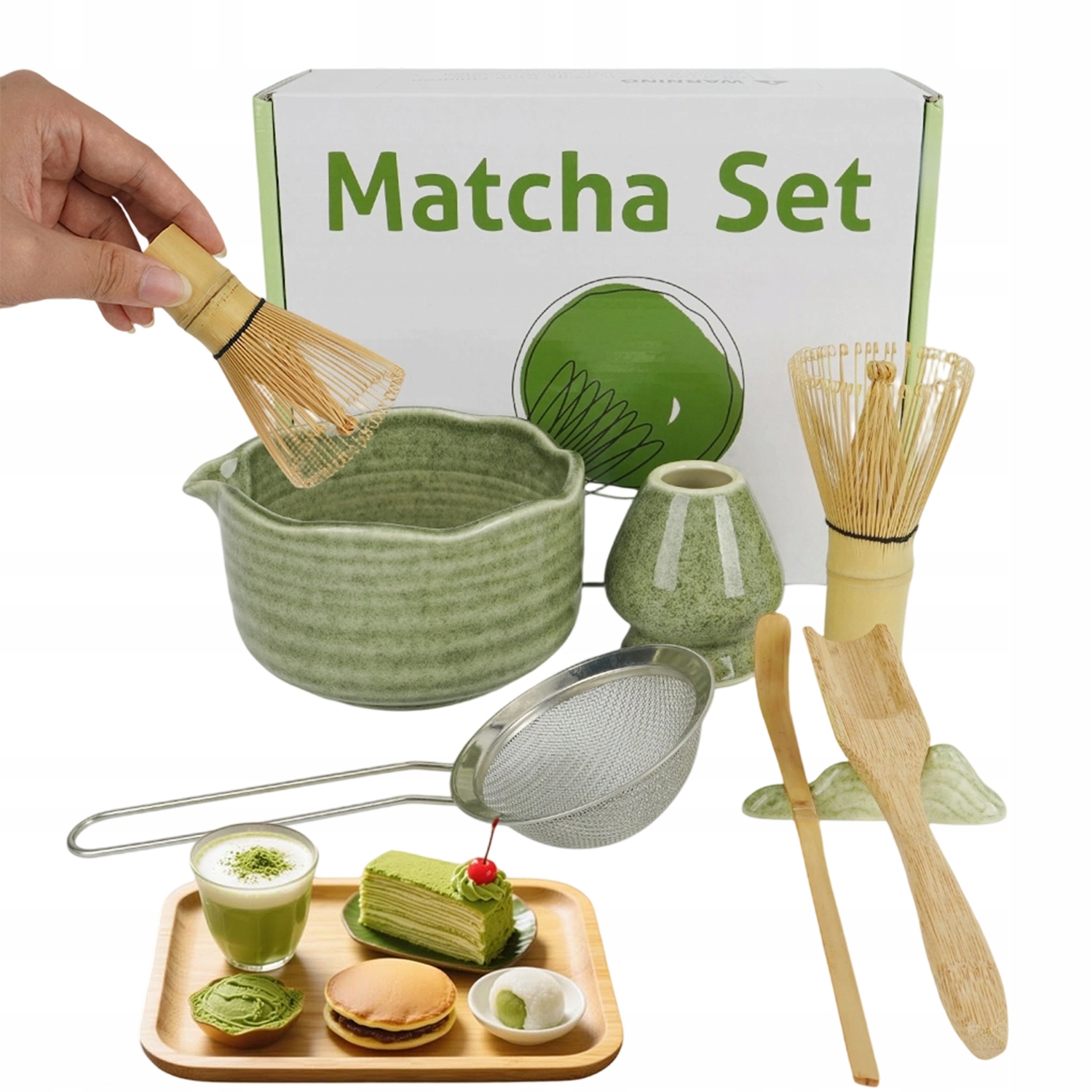 Levně 7-DÍLNÁ Sada Na Čaj Matcha, Miska Na Matchu S Matcha Lžící