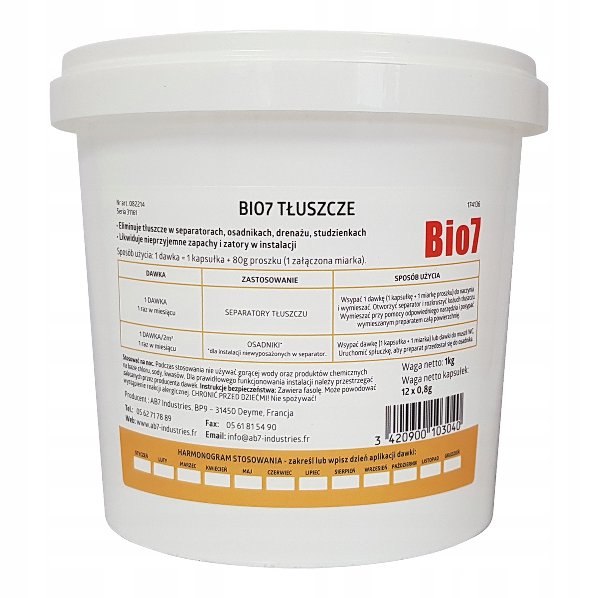 

Bio7 Tłuszcze Redukcja Tłuszczów Oczyszczalnia 1Kg