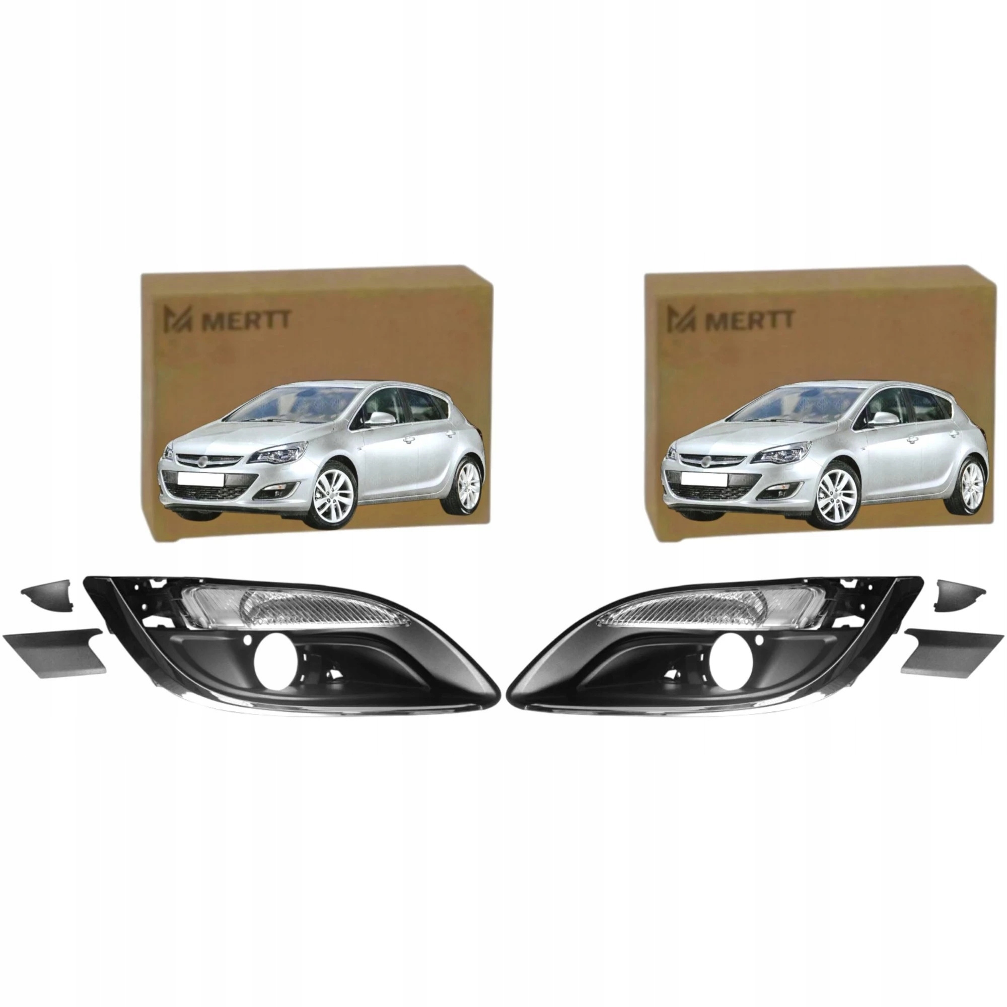 Opel Astra J 12-18 Atrapy přední Mřížky halogenů Pravá Levá Komplet