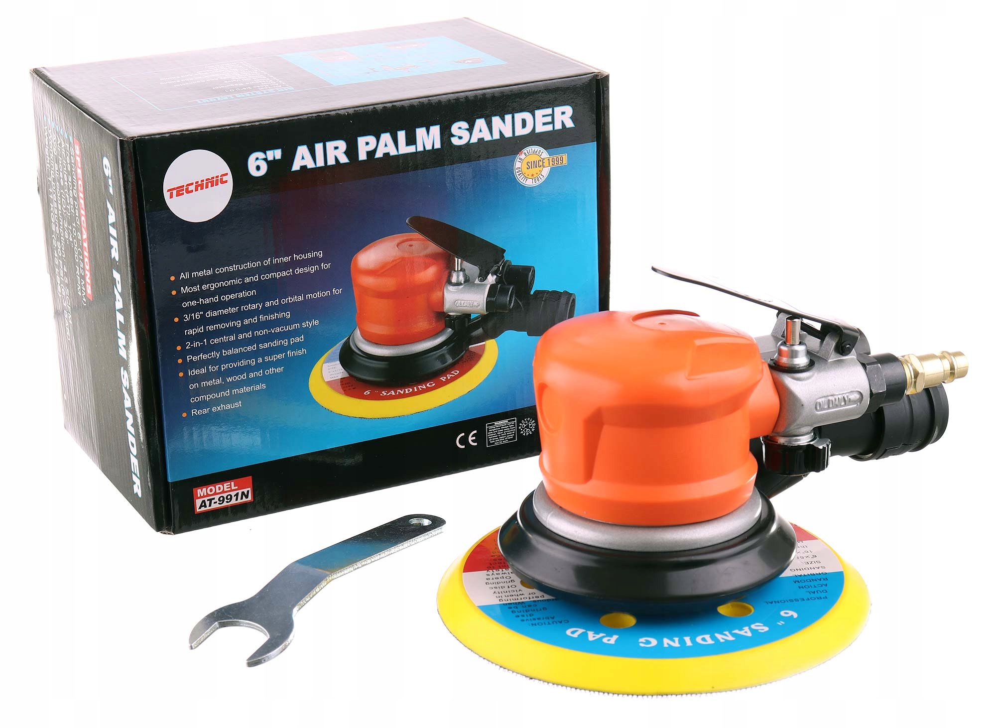 Excentrická Pneumatická Bruska 150 MM S Odřezem, Dřevo, Kov