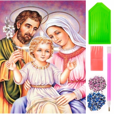 Duży Haft Diamentowy Święta Rodzina Jezus Maryja Matka Boska 5D