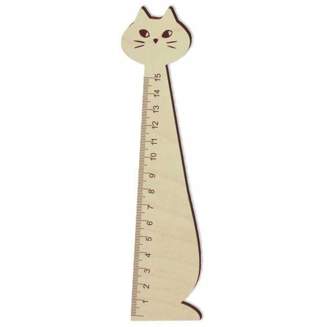 

Linijka drewniana Kotek stylowa dekoracja biurka