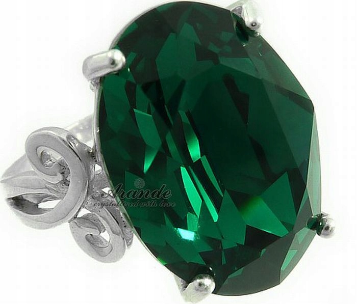 Krystaly Special prstýnek Emerald Stříbro