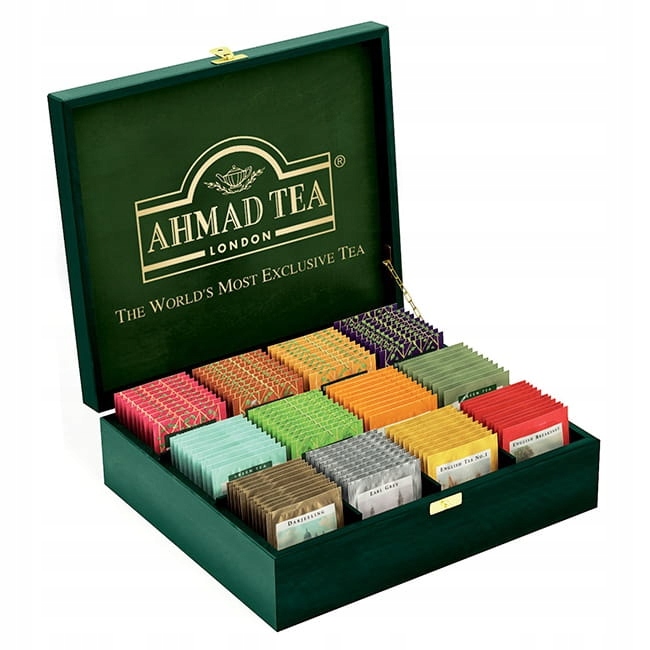 Herbata Ahmad Zestaw Exclusive Mix 120 kopert w drewnianej skrzynce