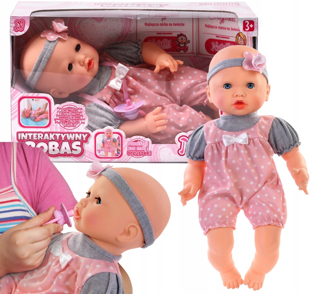 Lalka Natalia Interaktywna Bobas Mimiczny 41cm