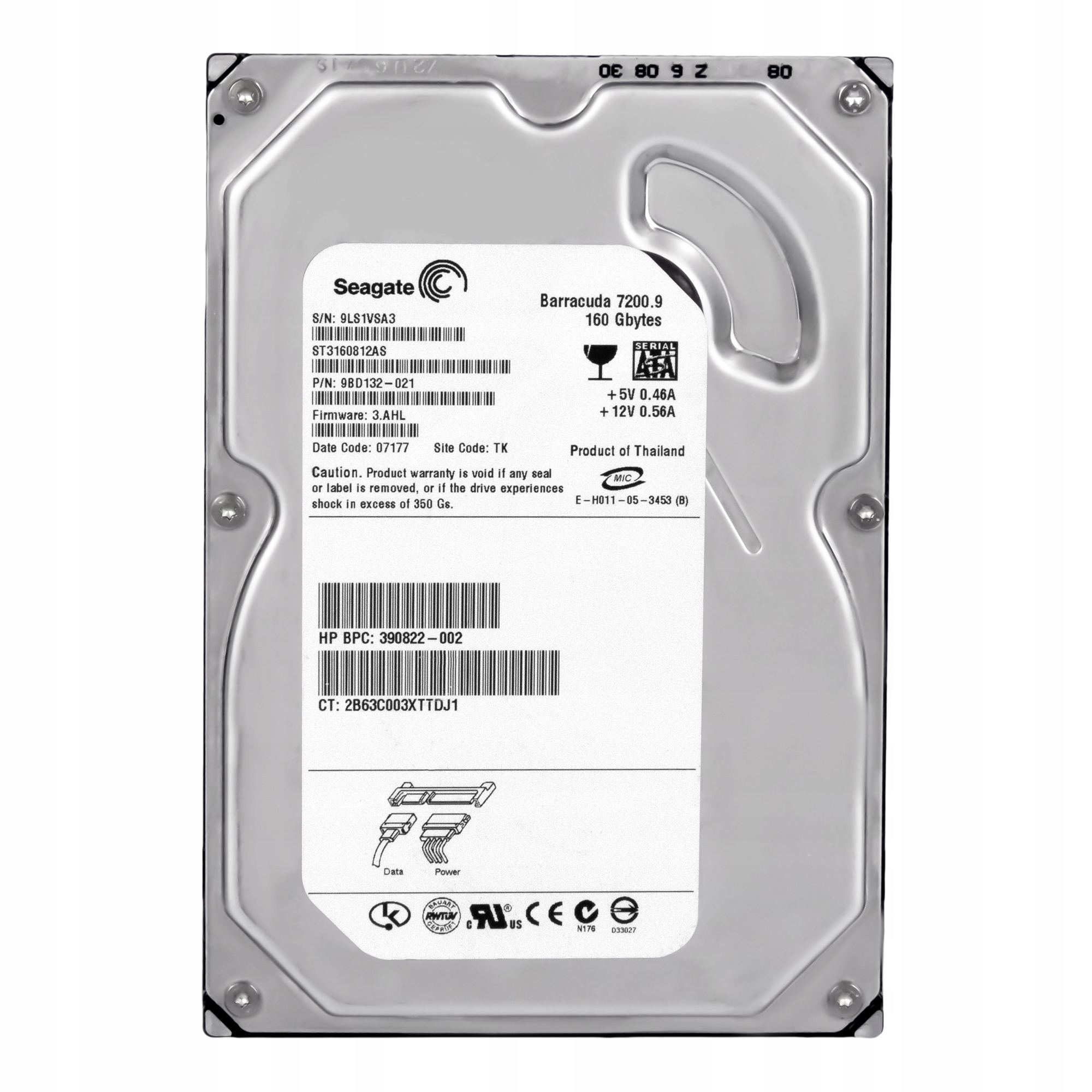 Hp 390822-002 160GB 7.2K Sata II 3.5'' ST3160812AS