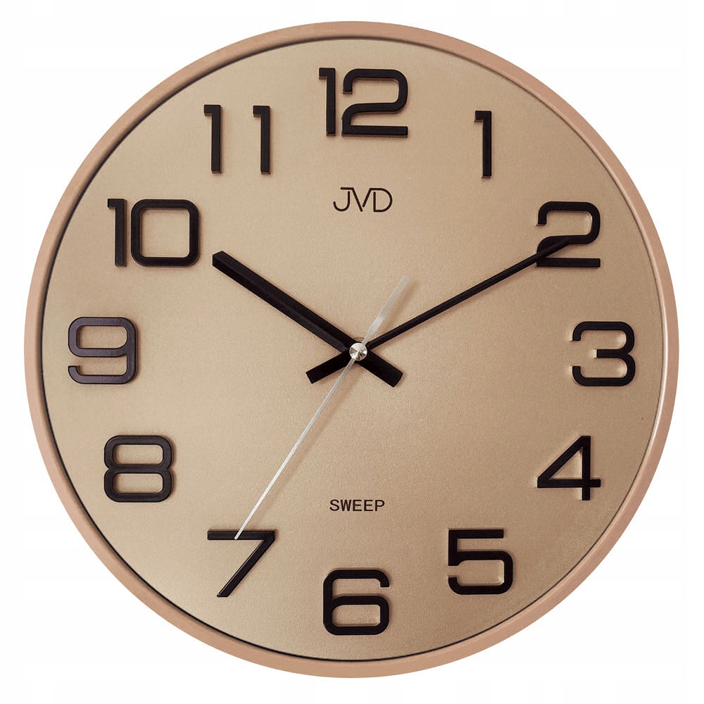 

Zegar ścienny Jvd złoty 3D Sweep 31cm czytelny