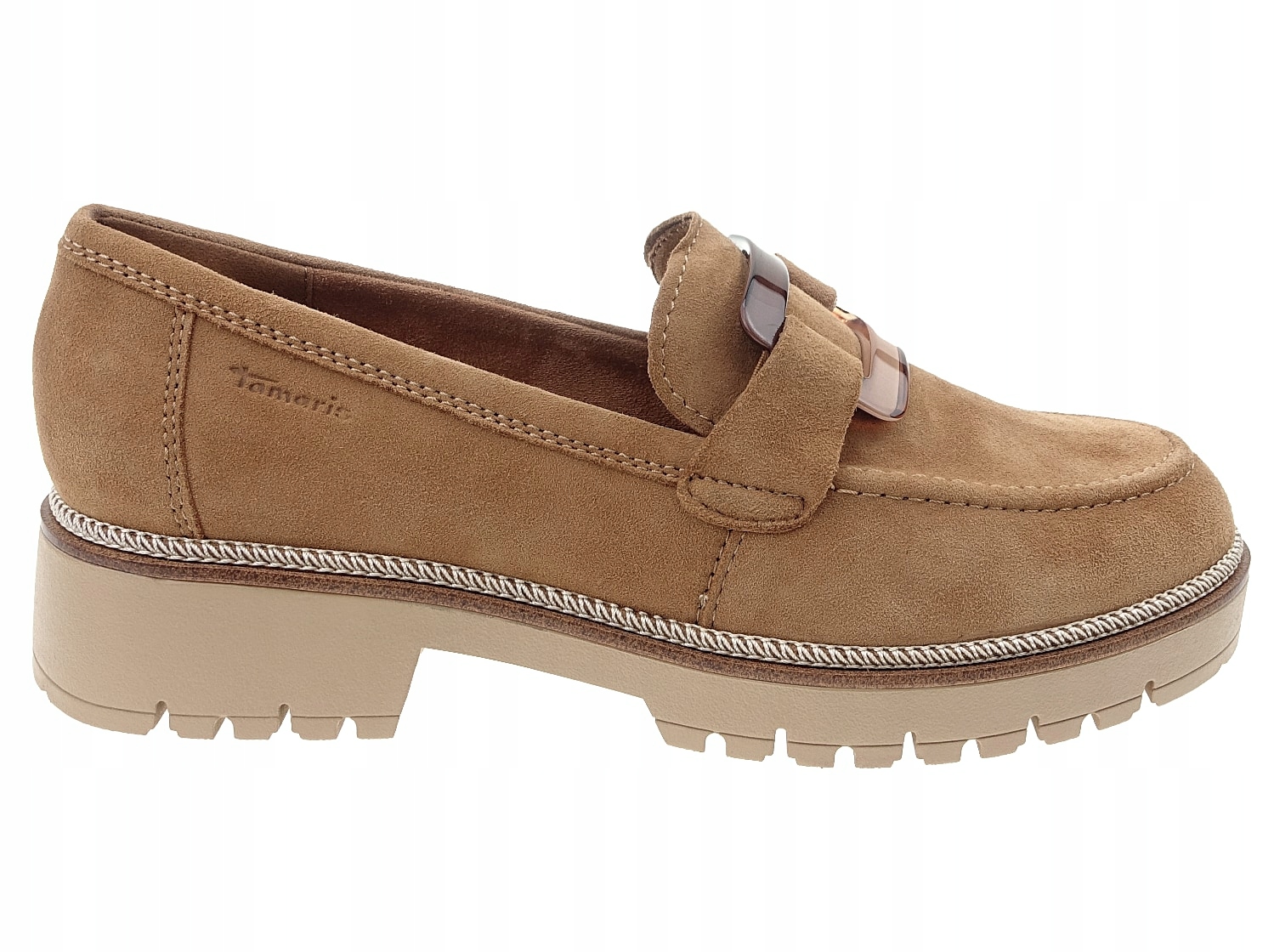 Tamaris półbuty mokasyny 24722 beż welur, skóra New 38