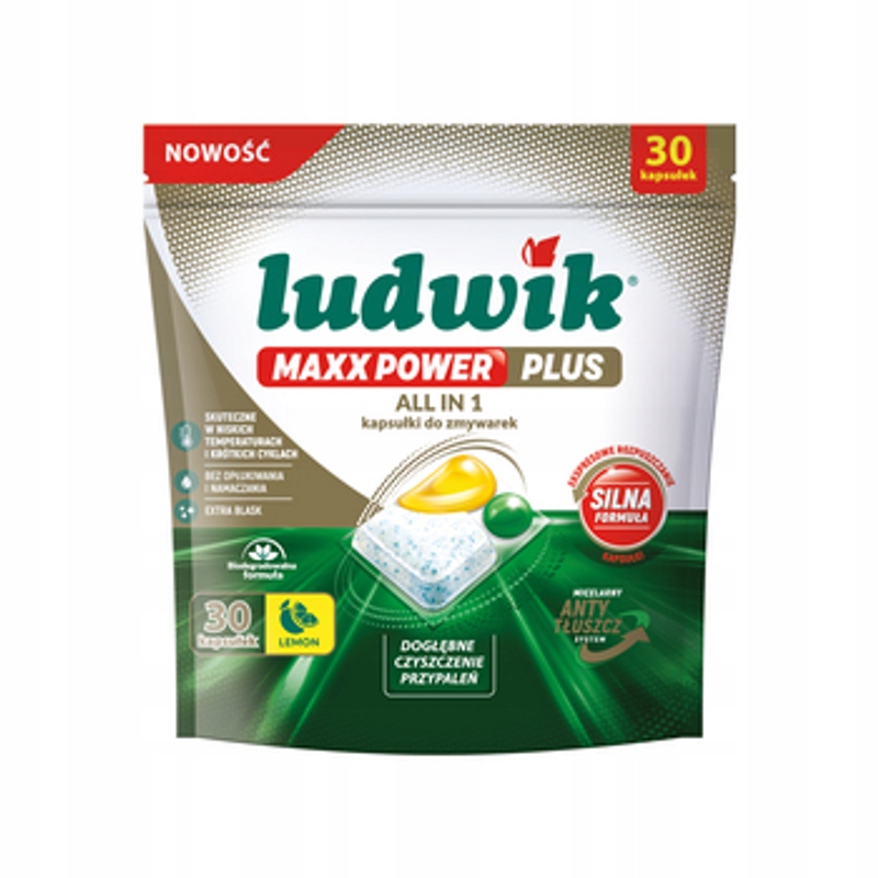 Levně Ludwik Maxx Power Plus kapsle do myčky nádobí 30 ks limonád