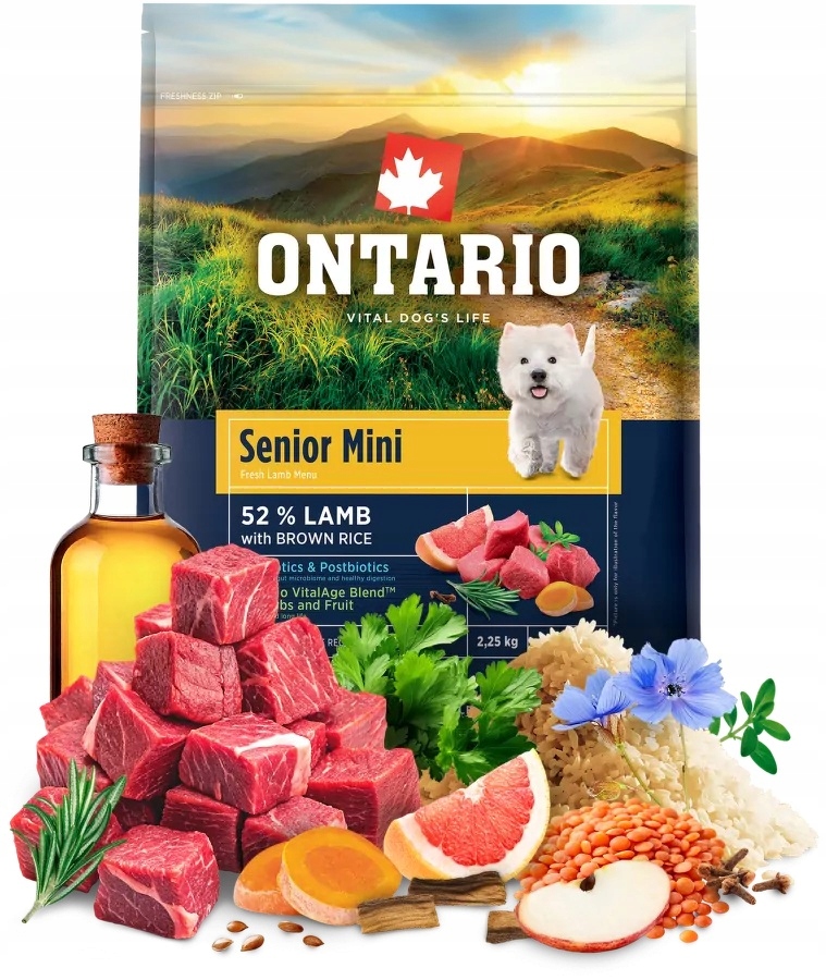Ontario 2,25kg Senior Mini Jehněčí