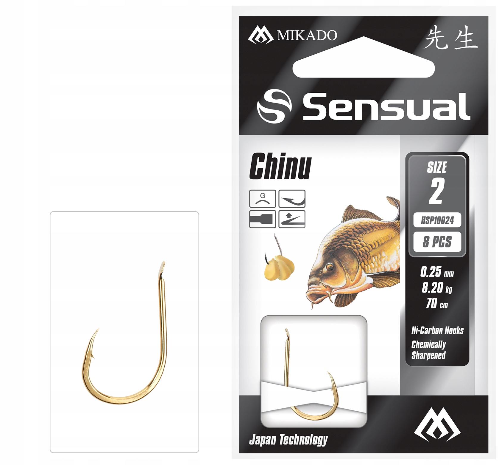 Przypony wiązane Mikado Sensual Chinu nr 2 Gold 0.25 mm 70 cm – 8 szt
