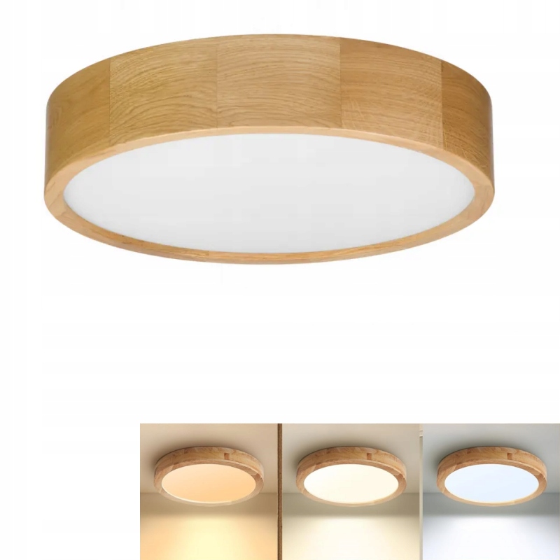 Stropná Lampa Stropné Svietidlo Led Okrúhly Nástenný Dub Do Obývačky Stmievateľná 40CM