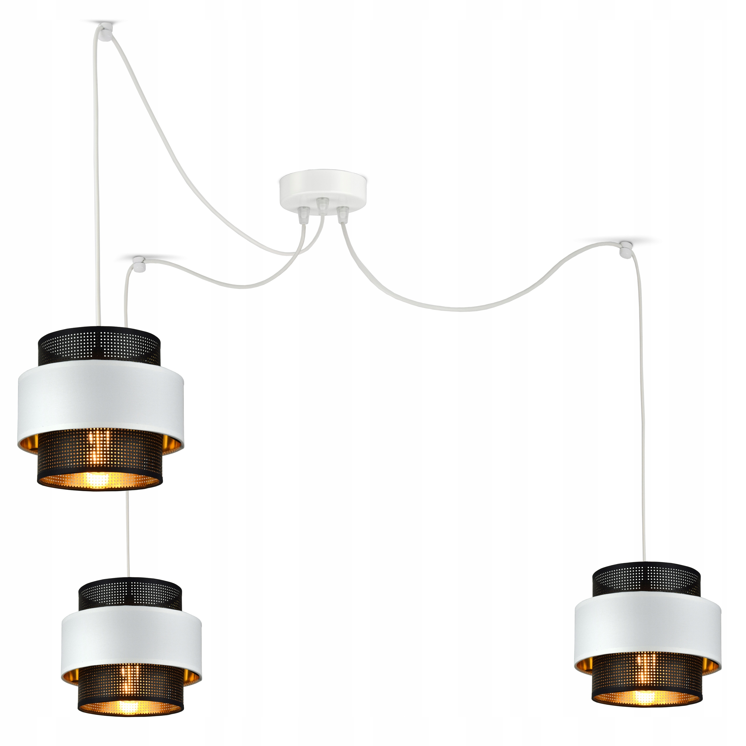 

Lampa Wisząca Żyrandol Glamour Biała Czarna Złota
