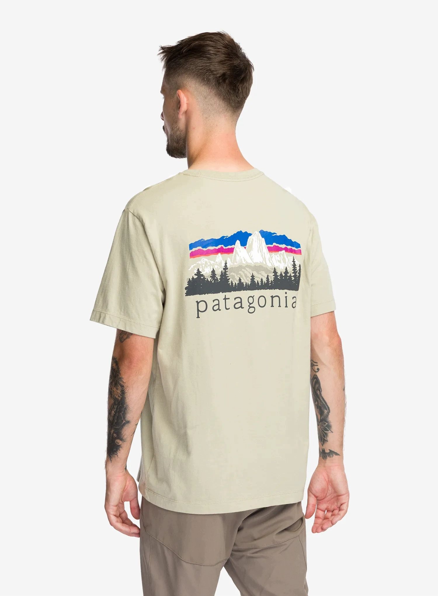Koszulka z nadrukiem Patagonia Fitz Roy Foothills T-Shirt w. stone S