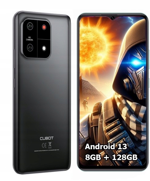 Smartfon Cubot A1 6,56" 8/128GB Dual Sim Lte Android 13 Etui Fhydro