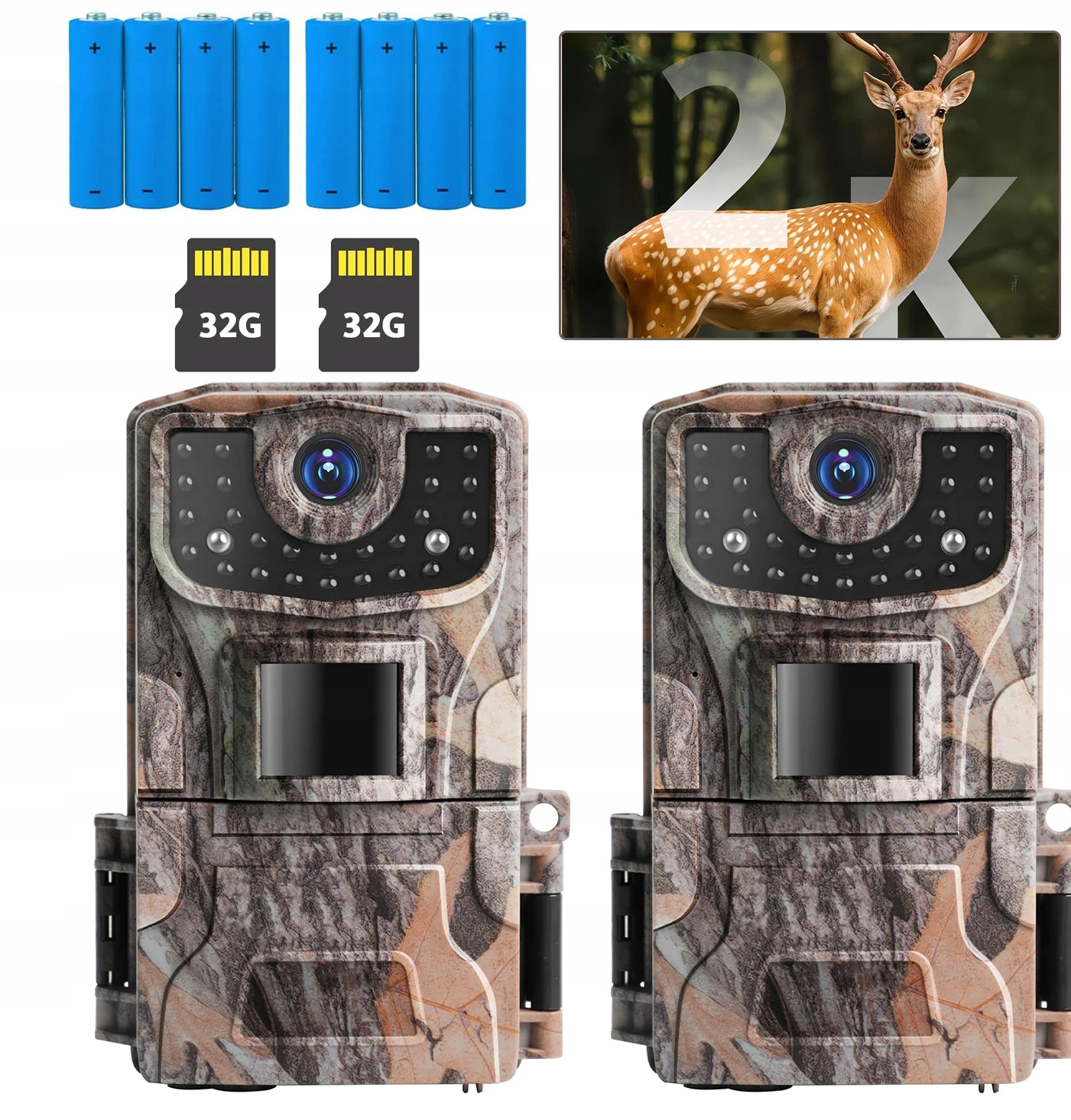 Lesní Kamera Fotopast Ir 2K Voděodolnost IP66 S 32 Gb Kartou 2KS