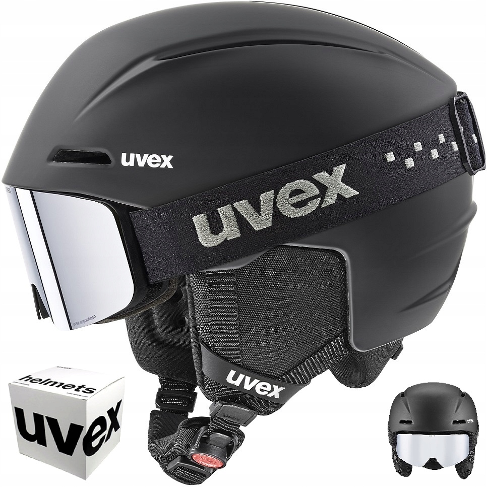 Dětský set, helma Uvex Viti Set 51-55 cm brýle pwdr Fm černá matná