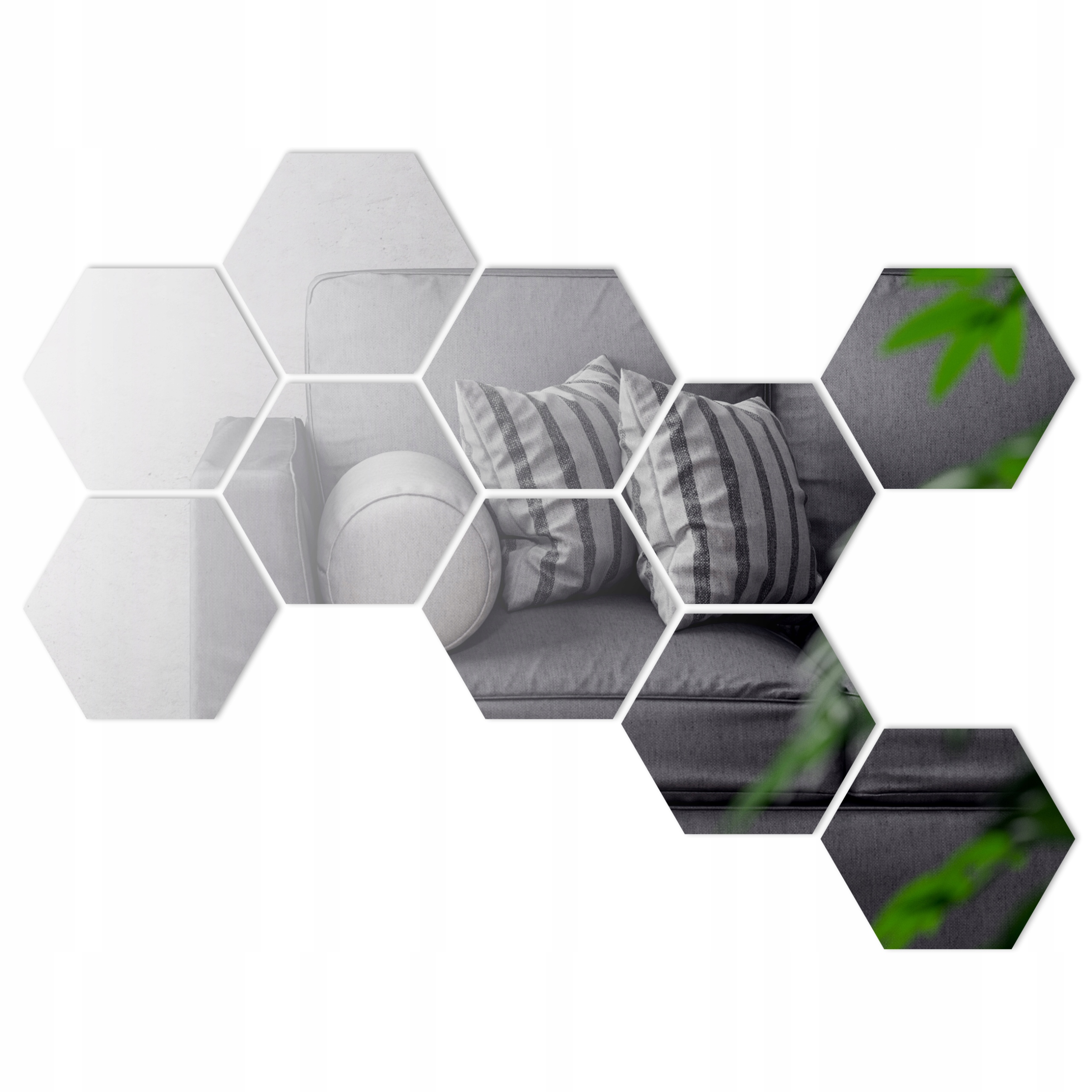 Stylowe Nowoczesne naklejane Lustro dekoracyjne Hexagon 10 szt.