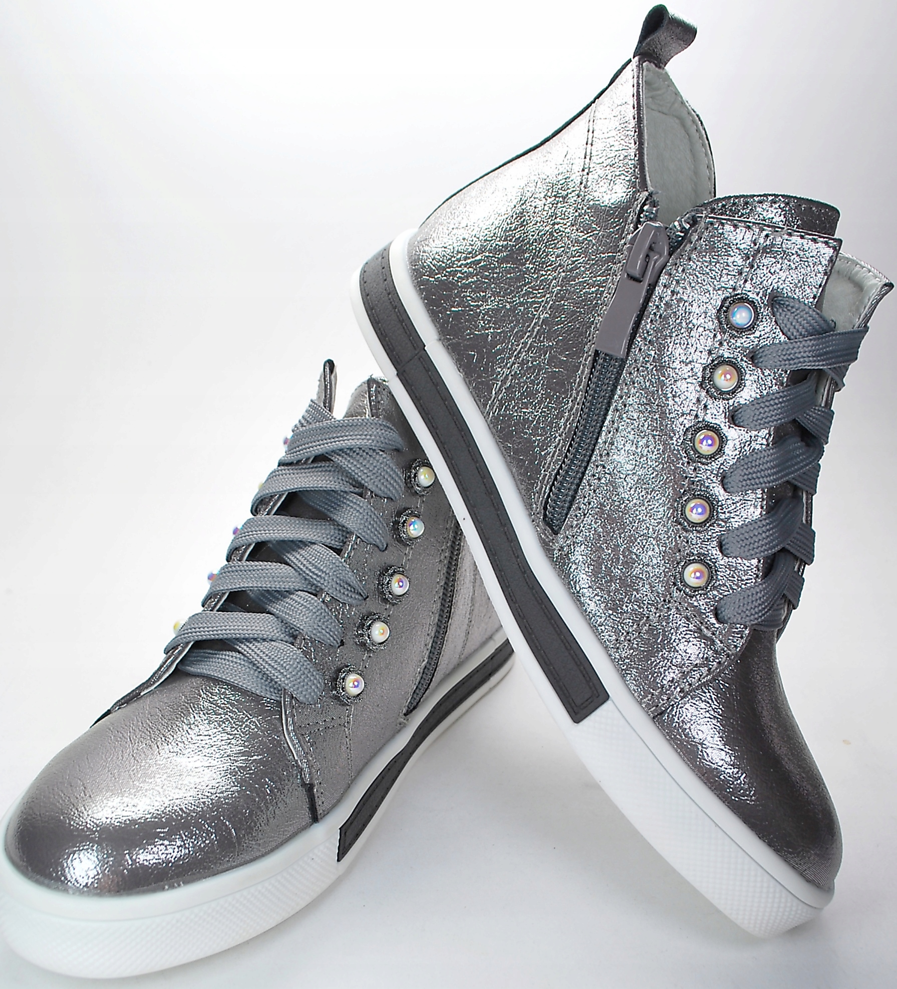 SREBRNE, BOTKI, SNEAKERSY wkł skóra, na suwak r 29 Bohater / Bajka brak