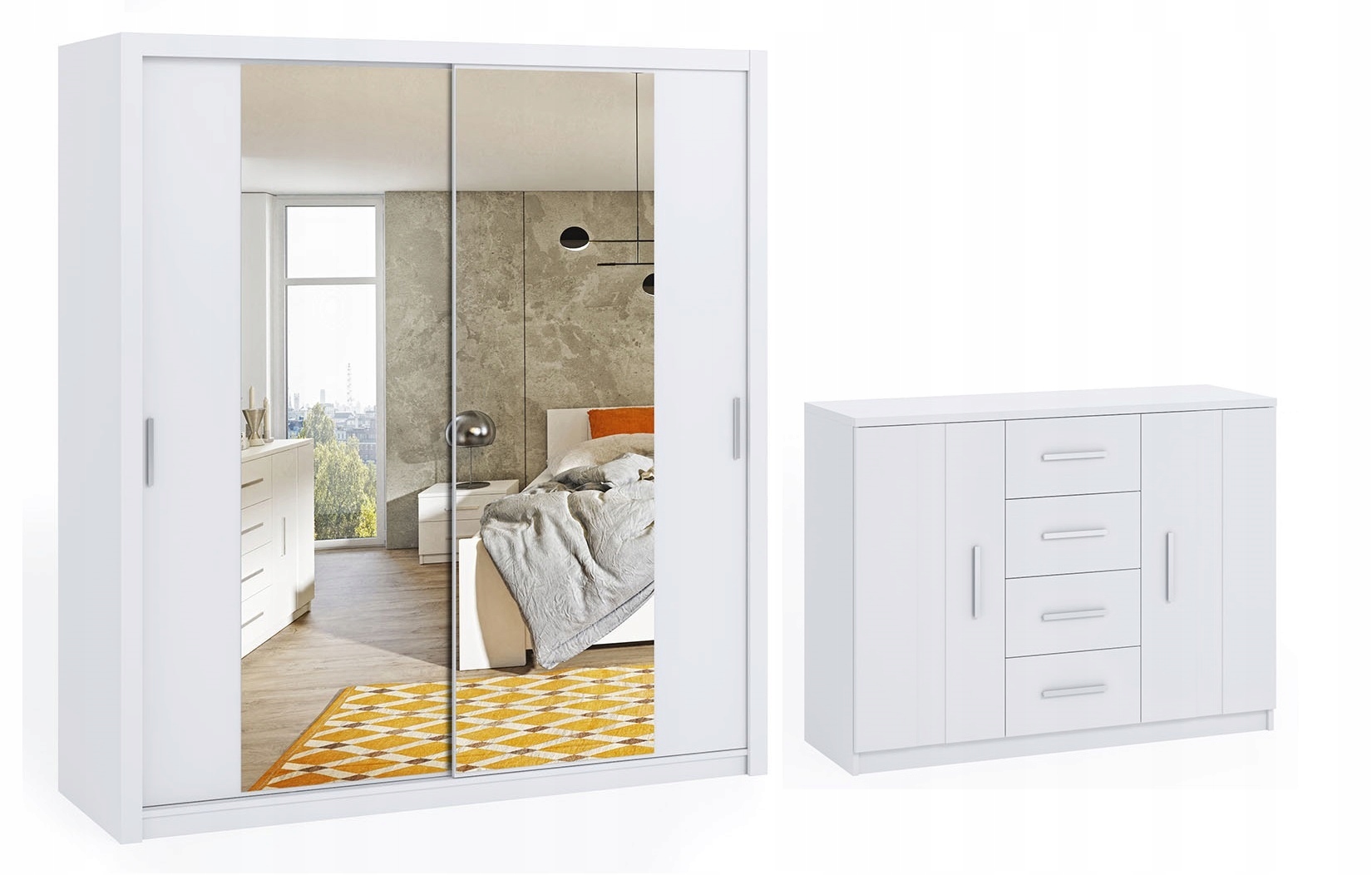 Zestaw Mebli BARI Szafa 200 + Komoda DĄB ARTISAN Kod producenta BARI_#SZL200/K