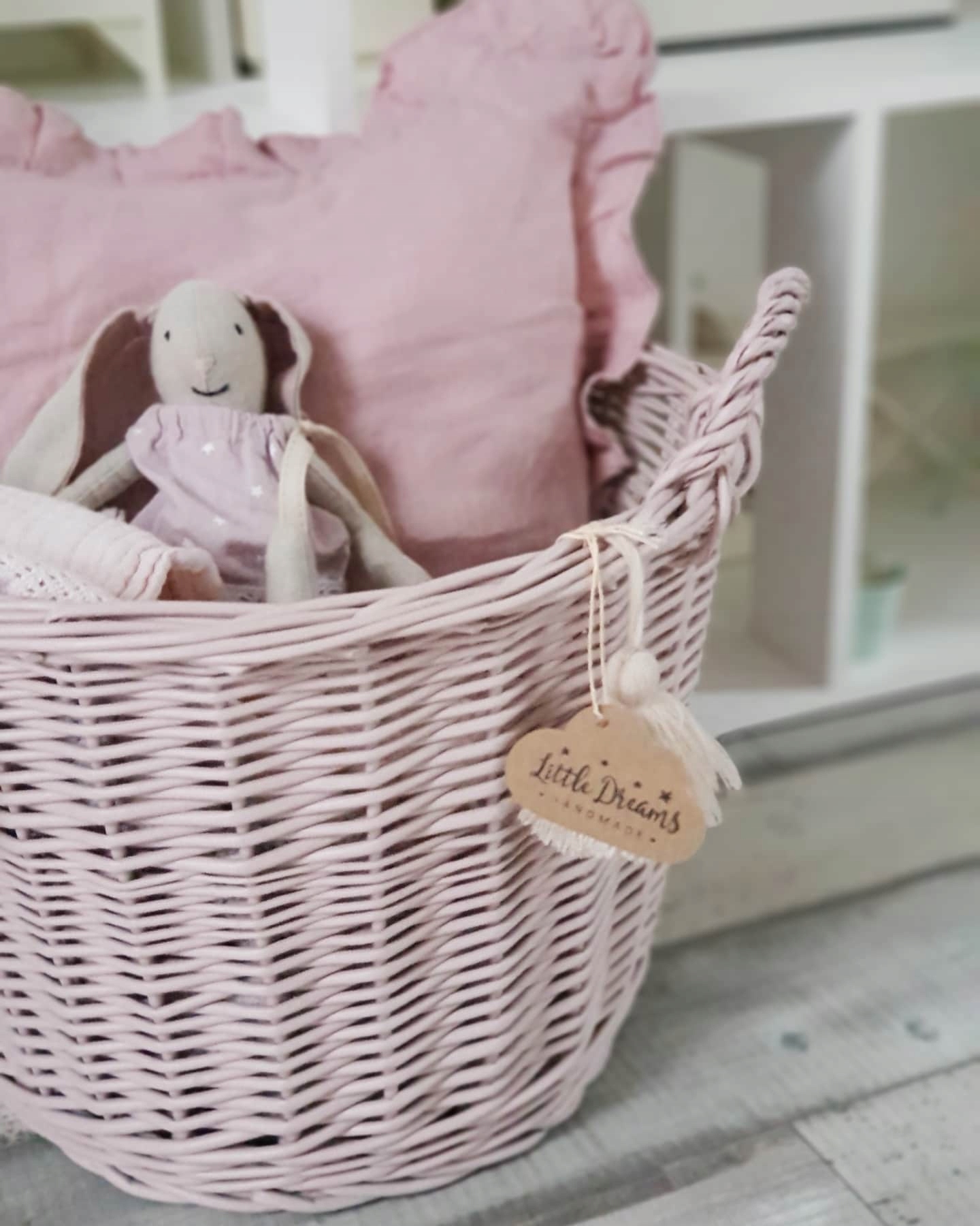 KOSZ WIKLINOWY NA ZABAWKI BRUDNY RÓŻ OKRĄGŁY Płeć Dziewczynki