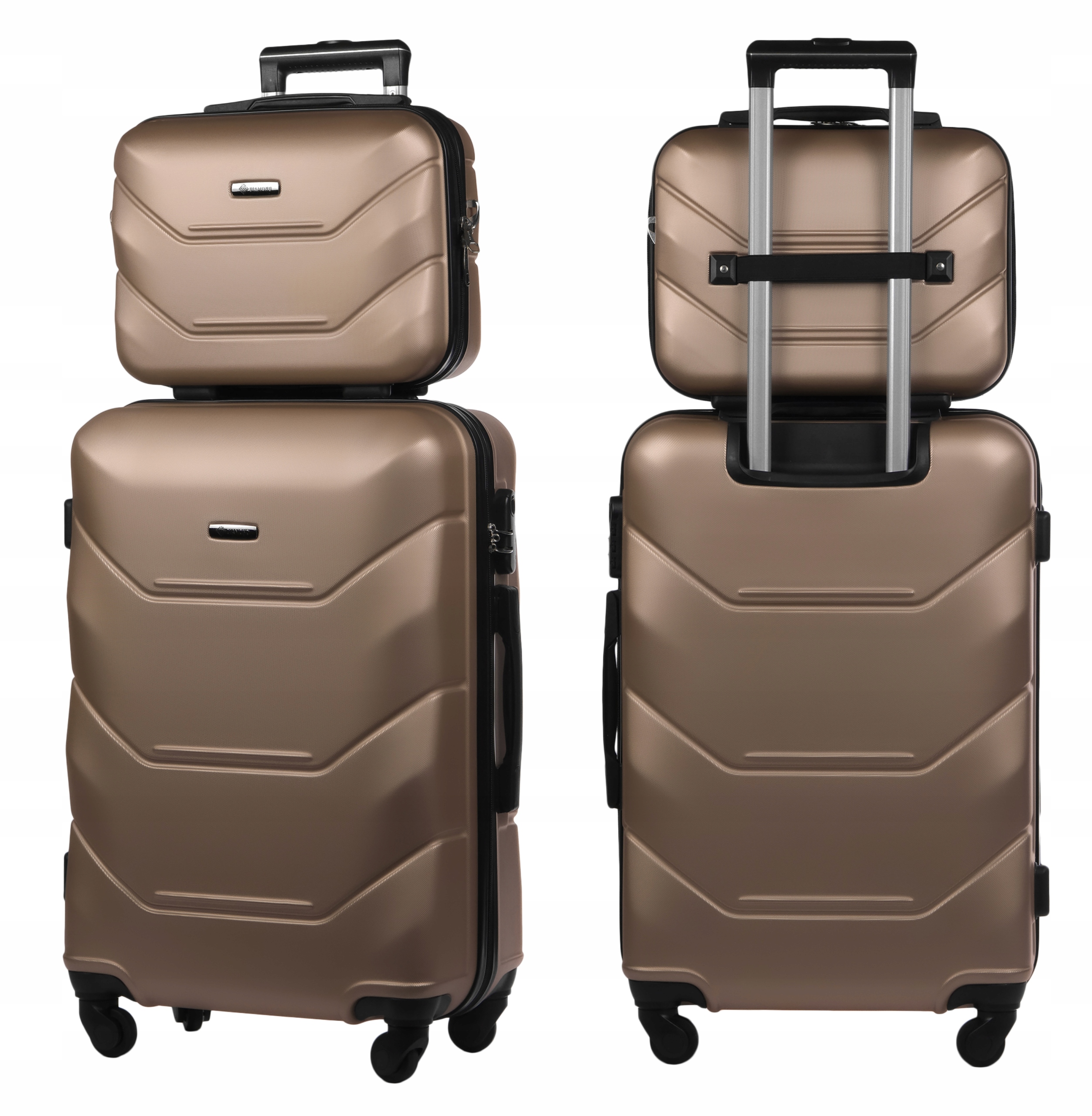 Sada 2v1 Cestovní Kufr Střední Velikosti M Kufřík Bc Šampaň Kola A227 Abs