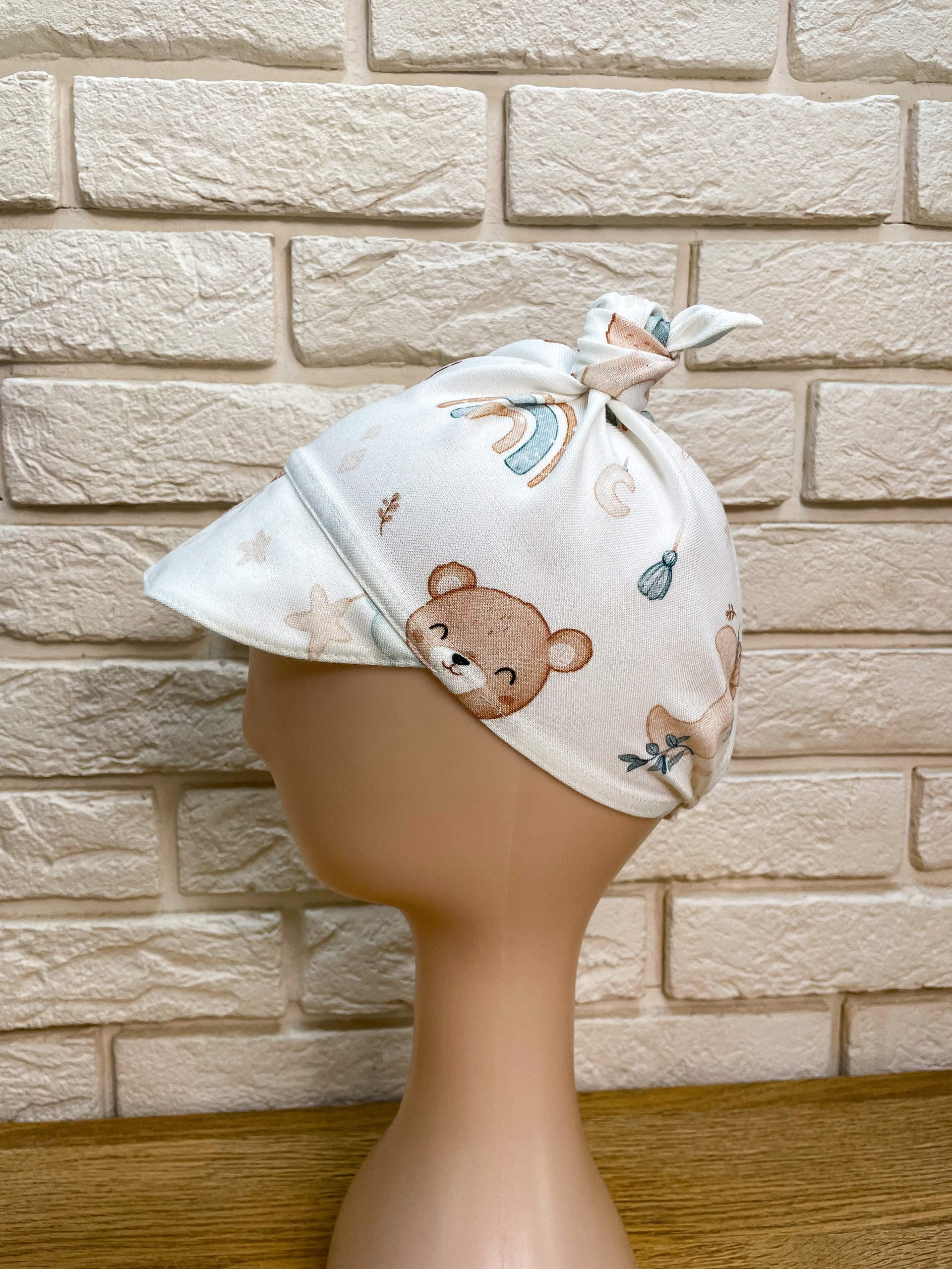 

Chustka na głowę z daszkiem czapka bambusowa