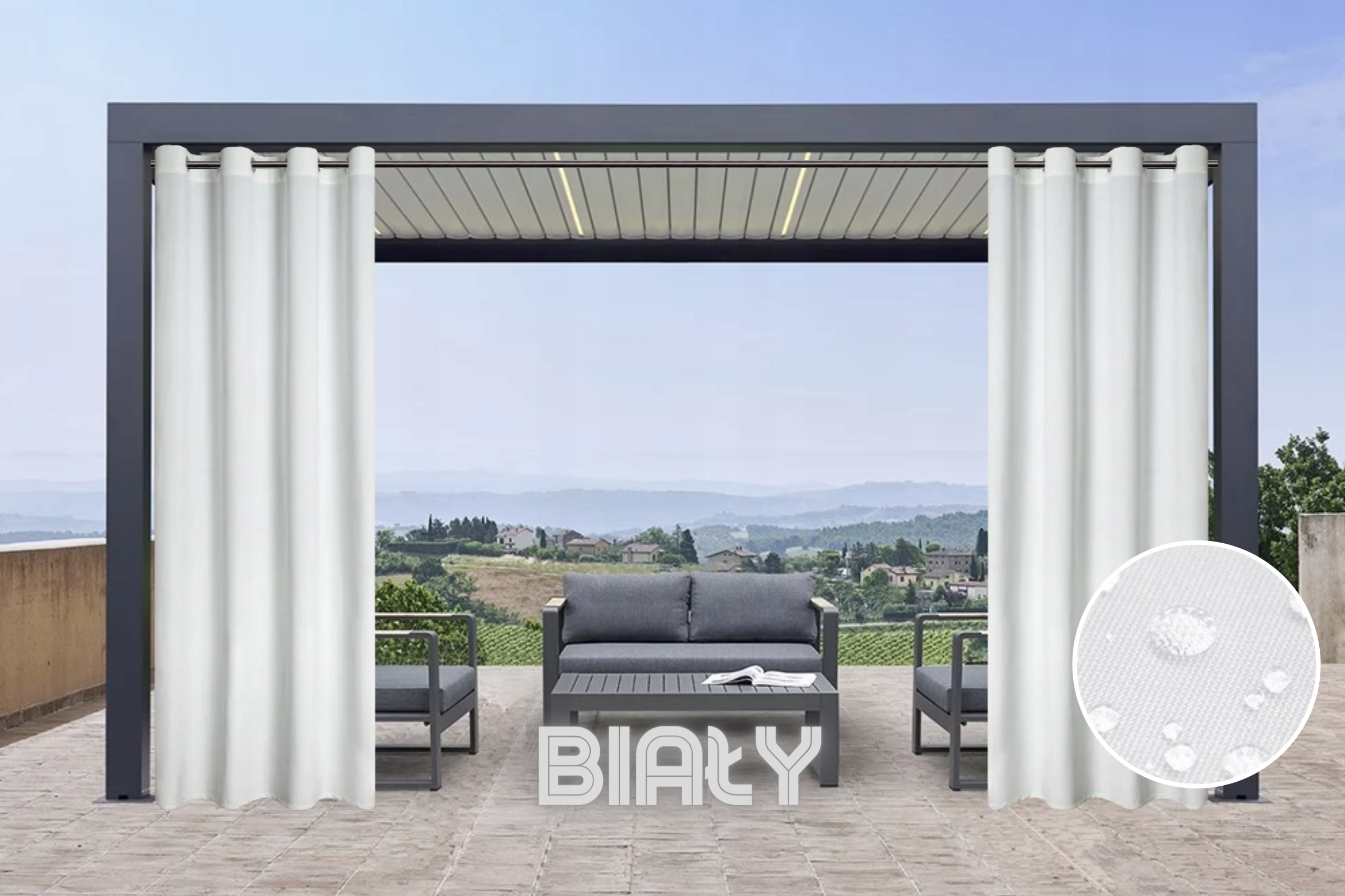 ZASŁONY WODOODPORNE 155x200 WODOSZCZELNE GRAFITOWE Typ inny