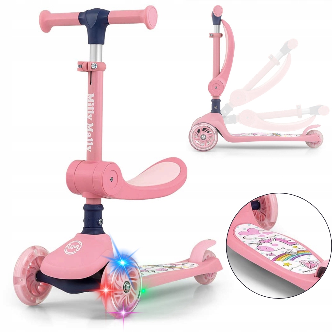 Hulajnoga dla dzieci trójkołowa balansowa Led Scooter Fuzzy Milly Mally
