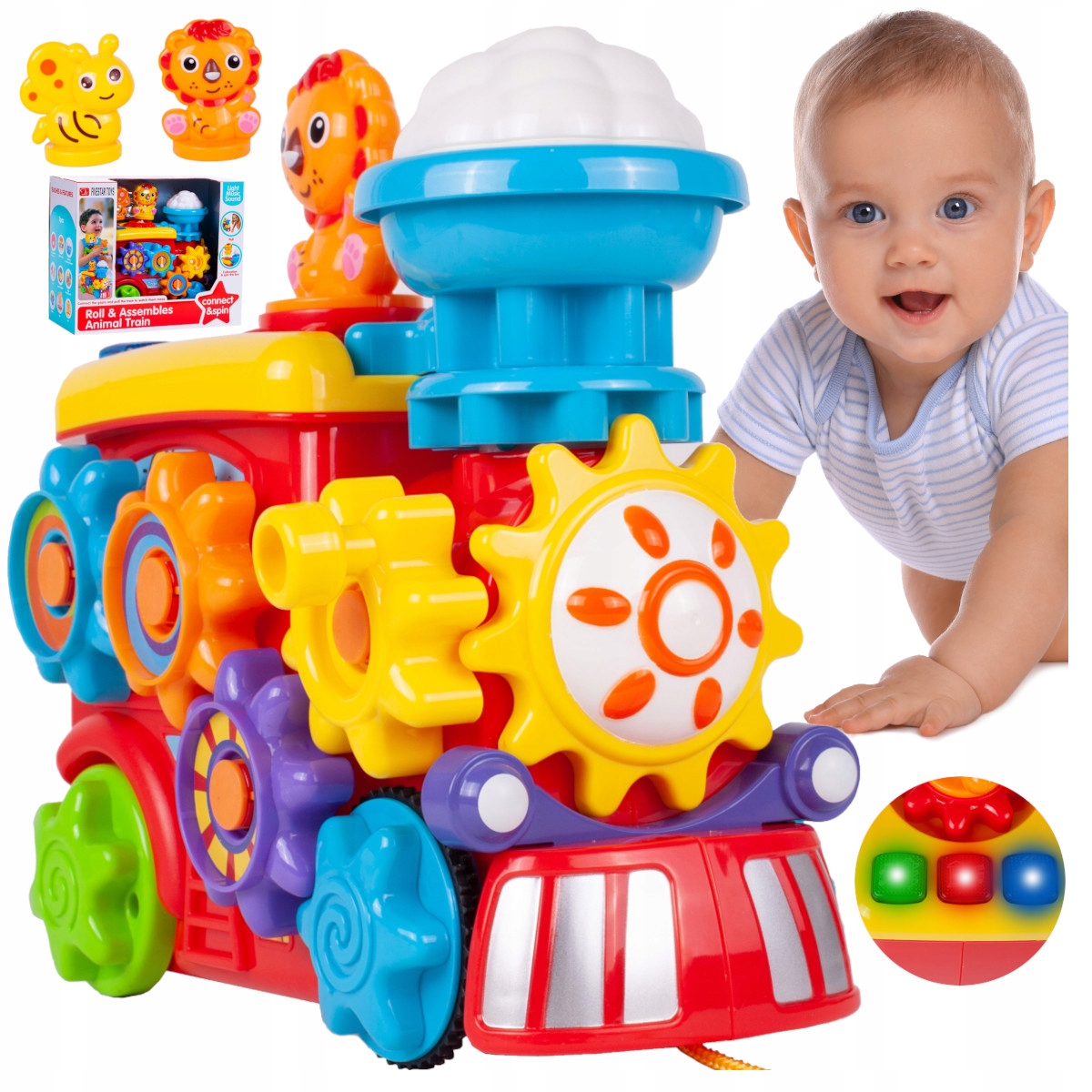 INTERAKTYWNA ZABAWKA CIUCHCIA LOKOMOTYWA Z DŹWIĘKIEM ŚWIATŁA RUCHOME ELEME. Marka Stator