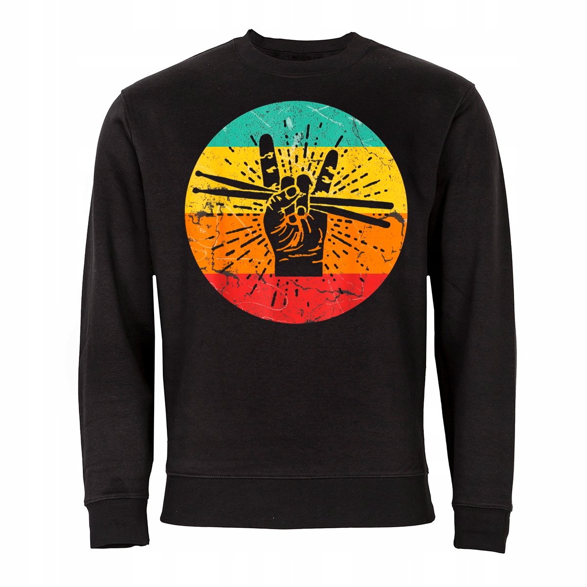 

Czarna Bluza Muzyczna Dla Muzyka Pałeczki Retro