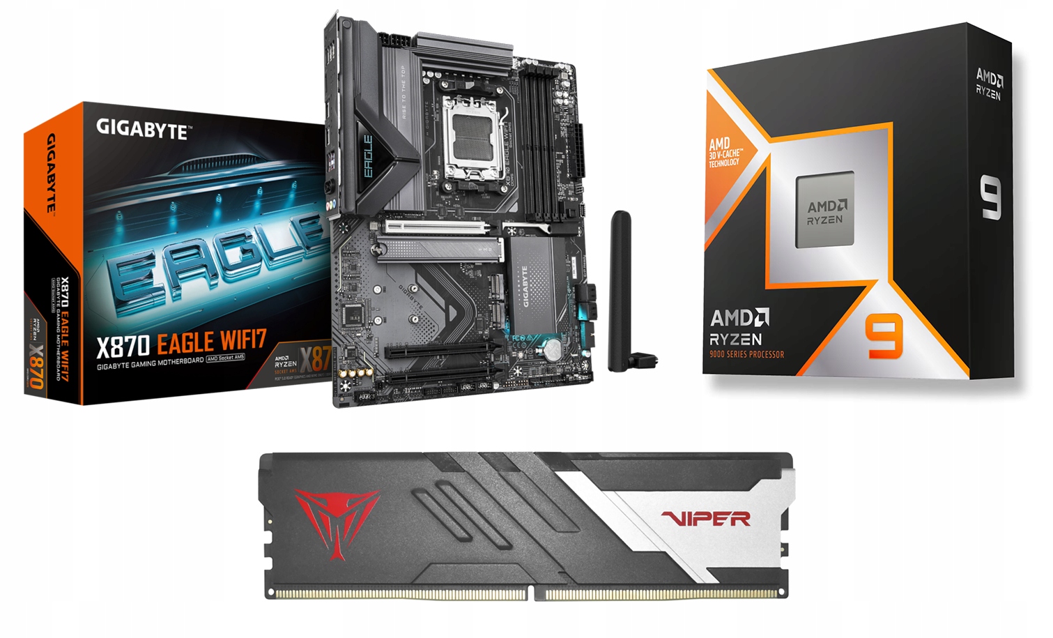 Zestaw Amd Ryzen 9 9900X3D X870 Eagle WIFI7 32GB 6000