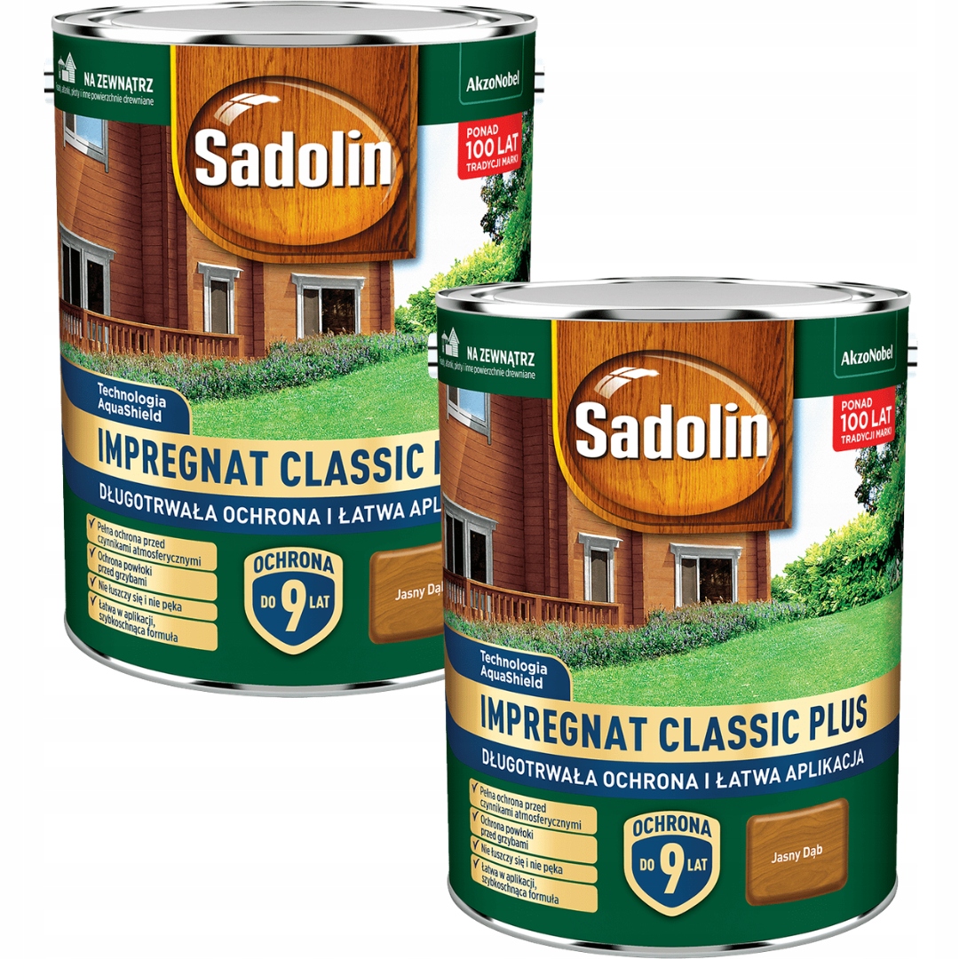 Set Sadolin Classic Plus 2x4,5L Vodní Impregnace Na Dřevo Dub Světlý 9L