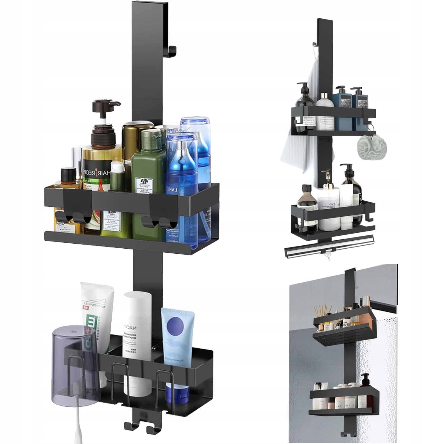 Sada Kovových Poliček Na Koupelnové Sklo Pod Sprchu Nerezová