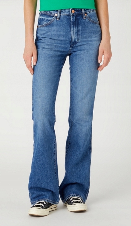 Wrangler Dámské Modré Zvonové Džíny S Oděrkami W33 L34 7AA