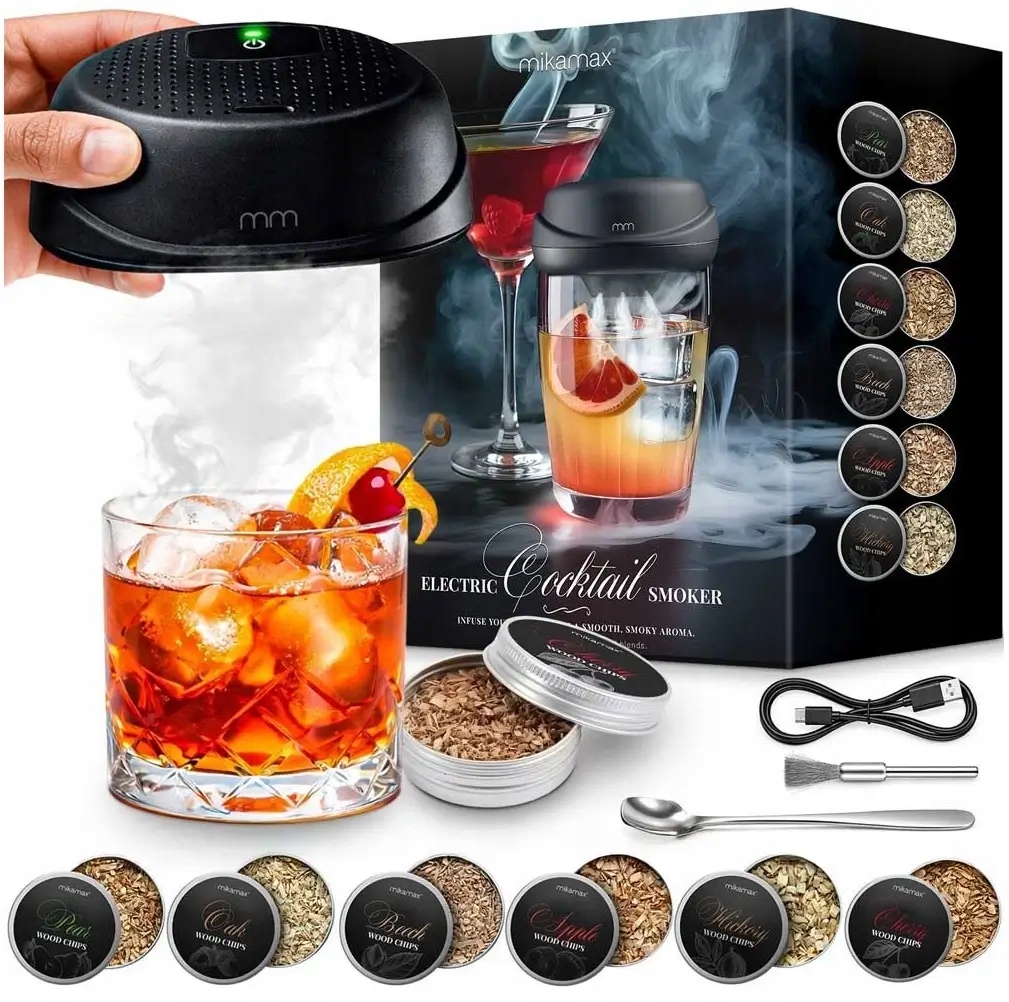 Elektrický Smoker Na Whisky A Koktejly Sada Na Uzení Nápojů 6 Aromat