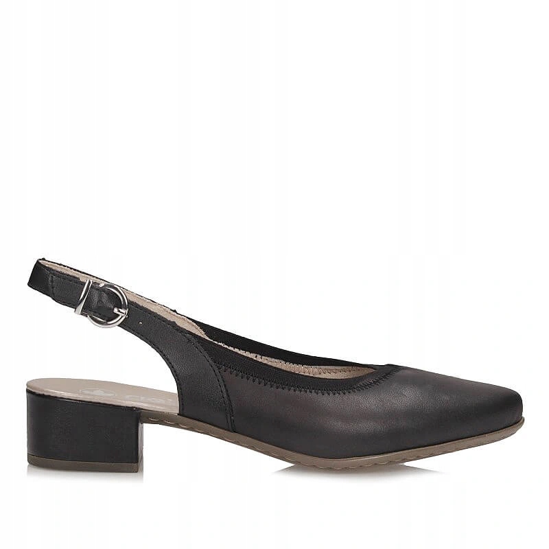 Dámské lodičky Rieker 47063-00 černé s přezkou a odkrytou patou