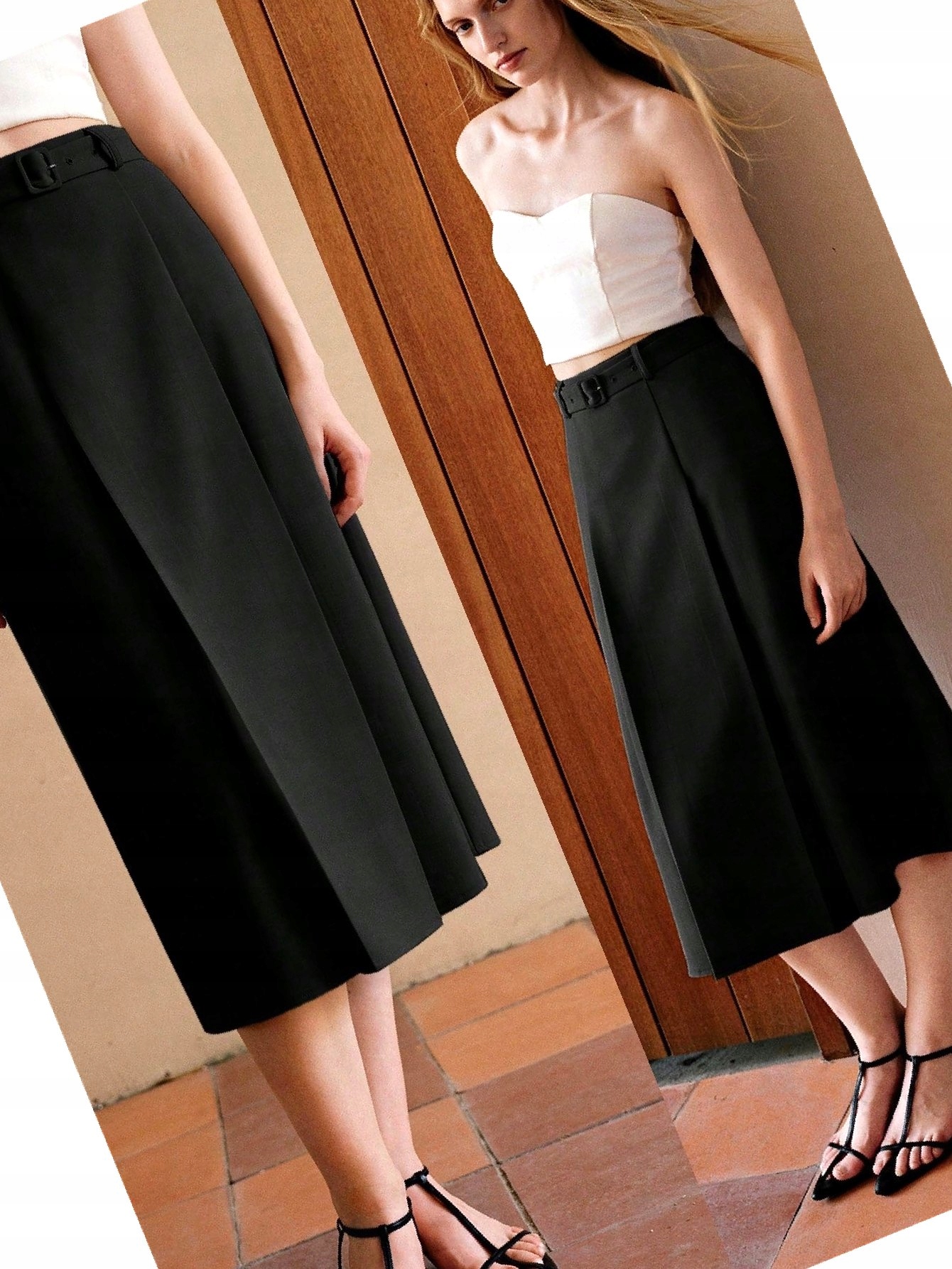 Sukně Midi s páskem černá Premium Výstupní Motf M 38