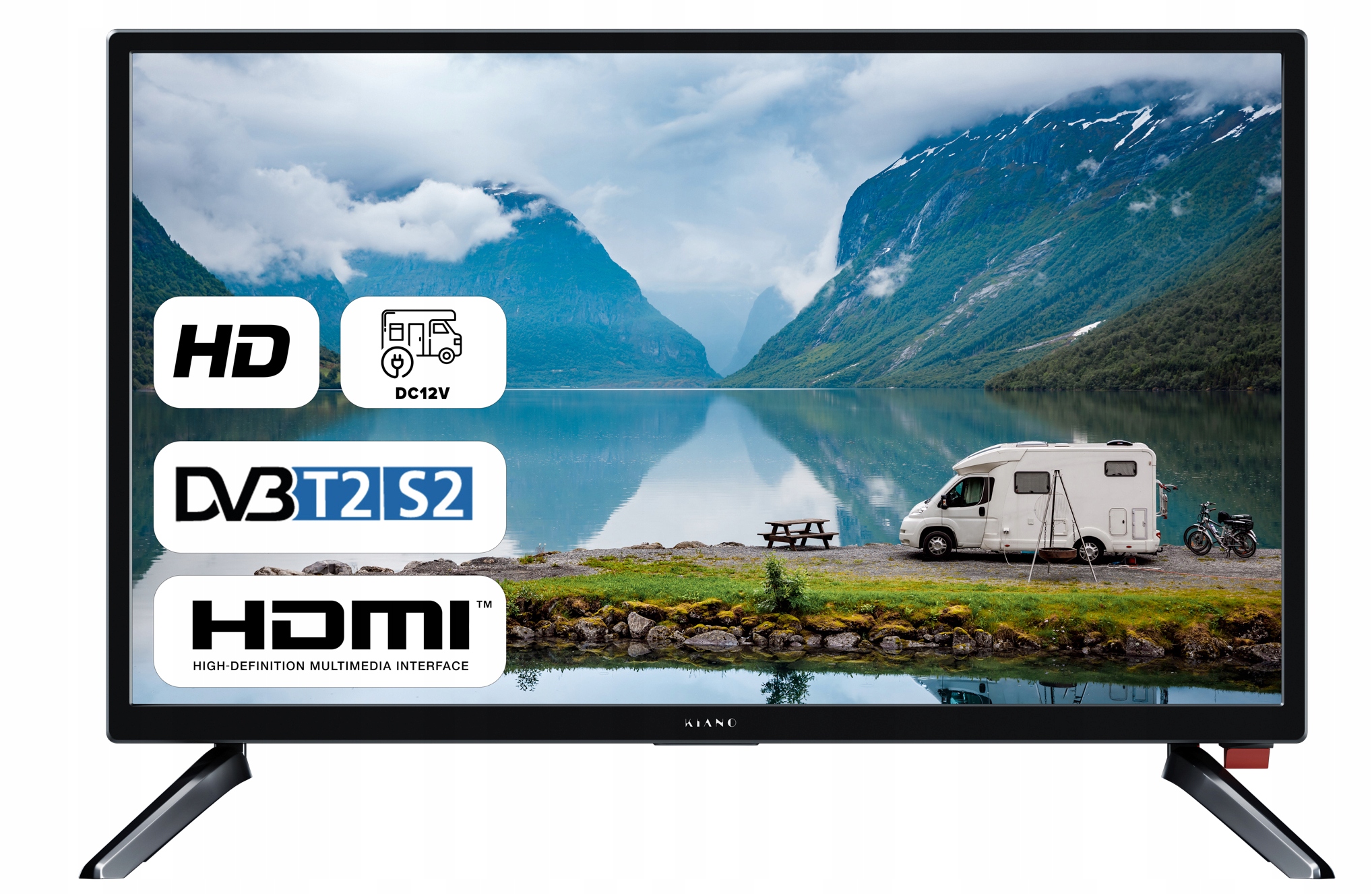 Telewizor LED Kiano SlimTV 24 TRAVEL HD Ready 24'' DVB-T2 12V Typ telewizora LED