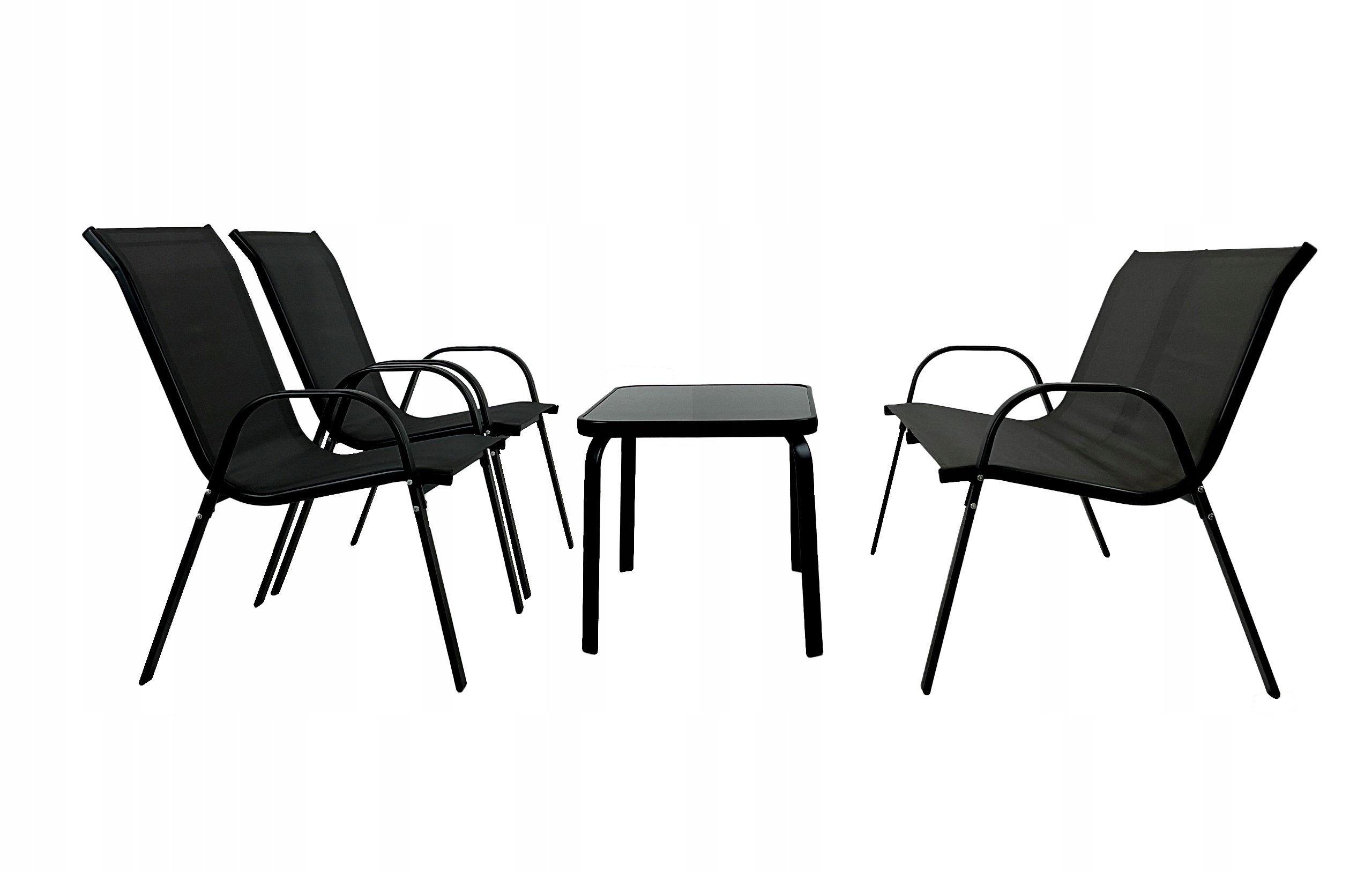 ZESTAW MEBLI OGRODOWYCH BALKON TARAS STÓŁ ŁAWKA 2x KRZESŁA MARBELLA CZARNY EAN (GTIN) 5901386213099