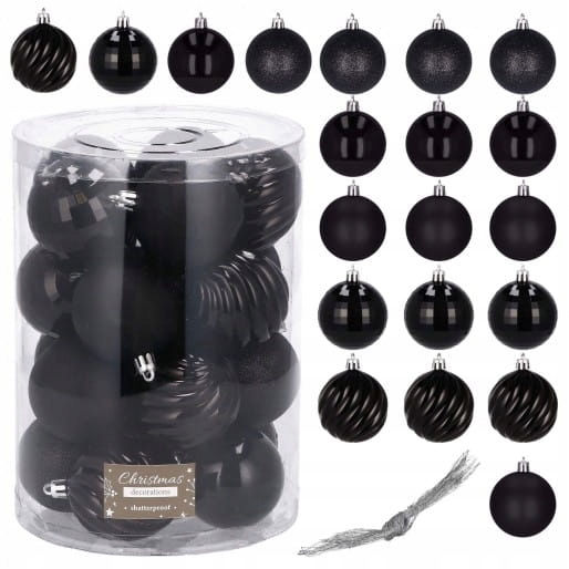 

Bombki choinkowe czarne 6 cm 20 szt. mix wzorów