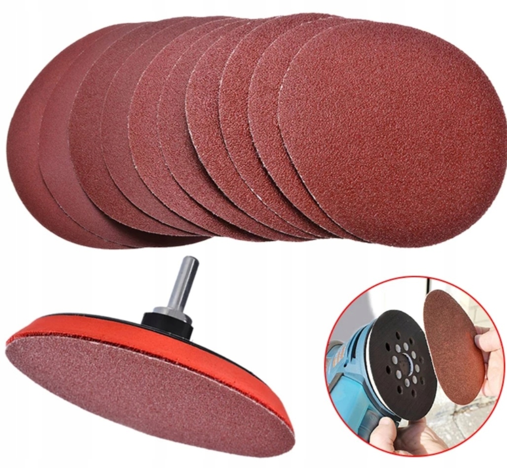 

10x Dysk papier Ścierny na Rzep 125 mm p80